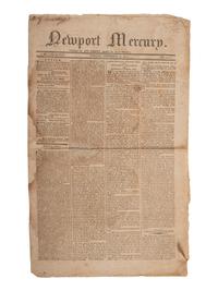 [JEFFERSON, Thomas (1743-1826)]. Newport Mercury . No. 2112. Newport, RI: Ann Barber, 28 September 1802. With early report of Jefferson's relationship with Sally Hemings.