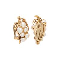 CULTURED PEARL AND YELLOW GOLD GRAPE EARRINGS