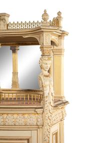 A Fine Renaissance Revival Parcel Gilt and Ivory-Painted Cabinet