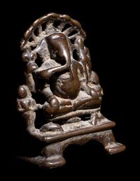 A Small Indian Bronze Figure of Ganesha