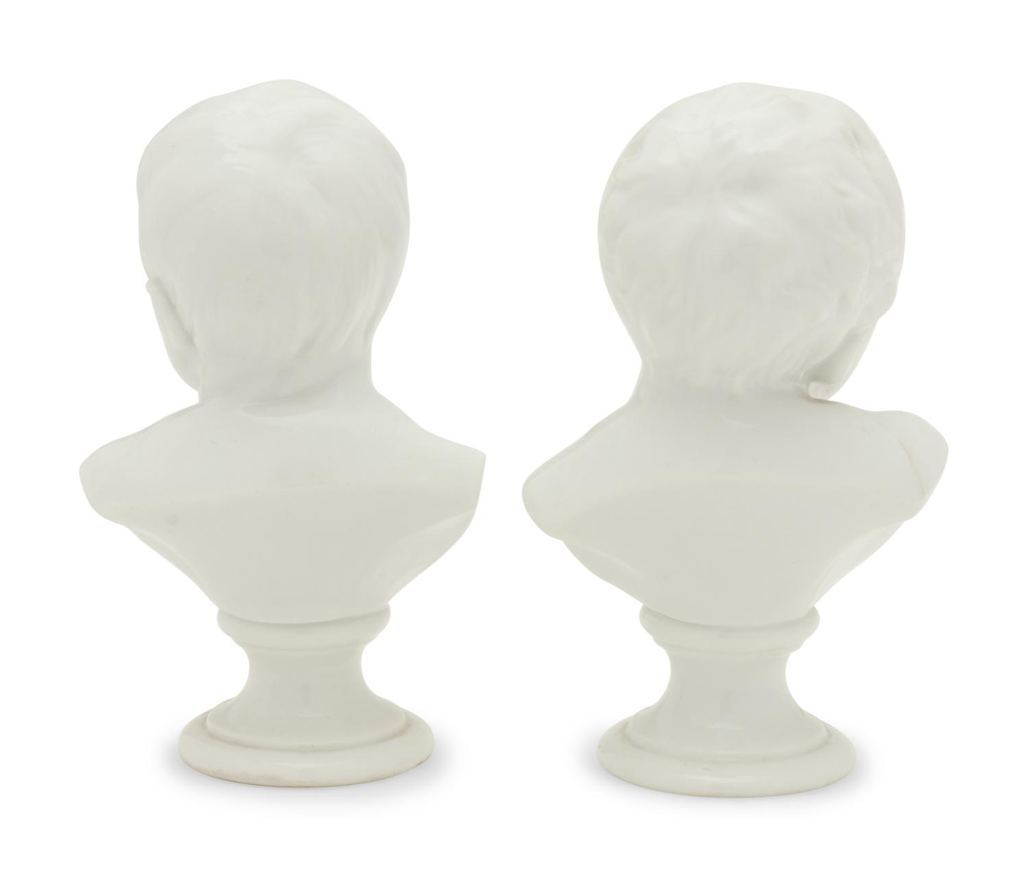 A Pair of Meissen Porcelain Busts of Children