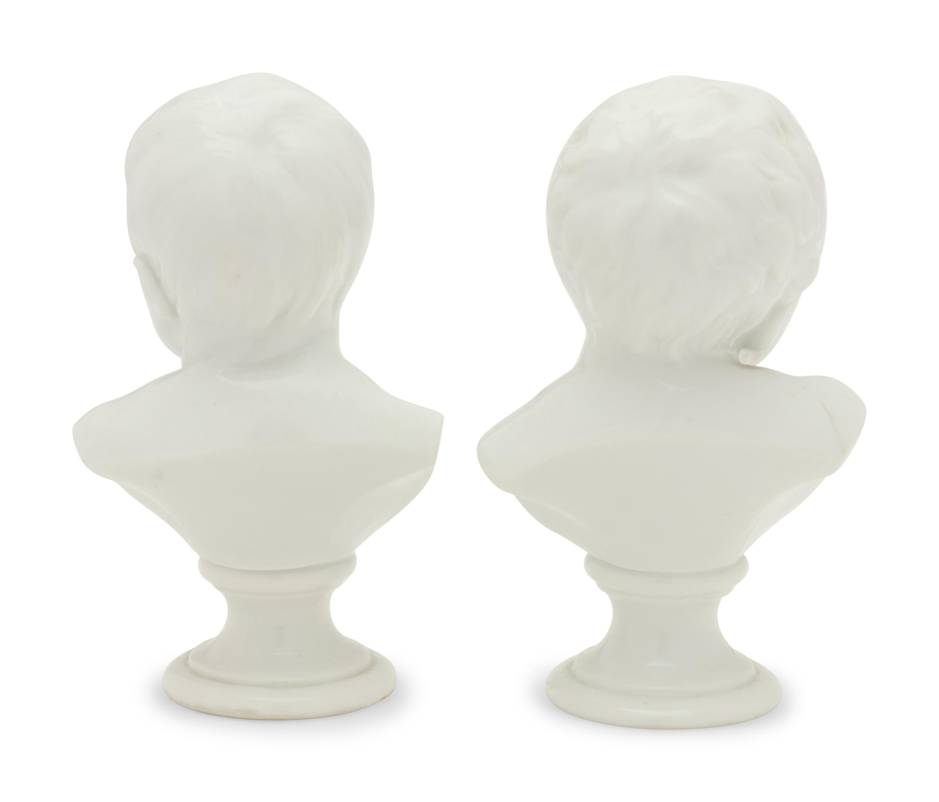 A Pair of Meissen Porcelain Busts of Children