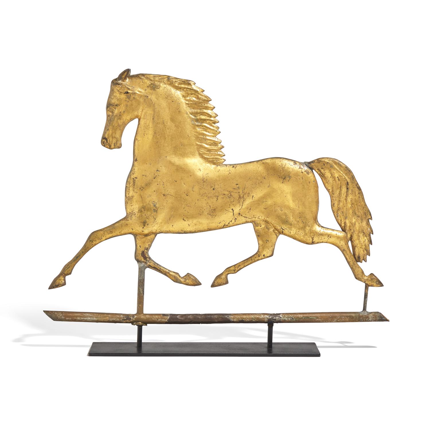 A Gilt and Molded Copper "Black Hawk" Running Horse Weathervane