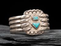 Navajo Heavy Ingot and Turquoise Cuff Bracelet, Collected by Hoffman Birney (1891-1958)