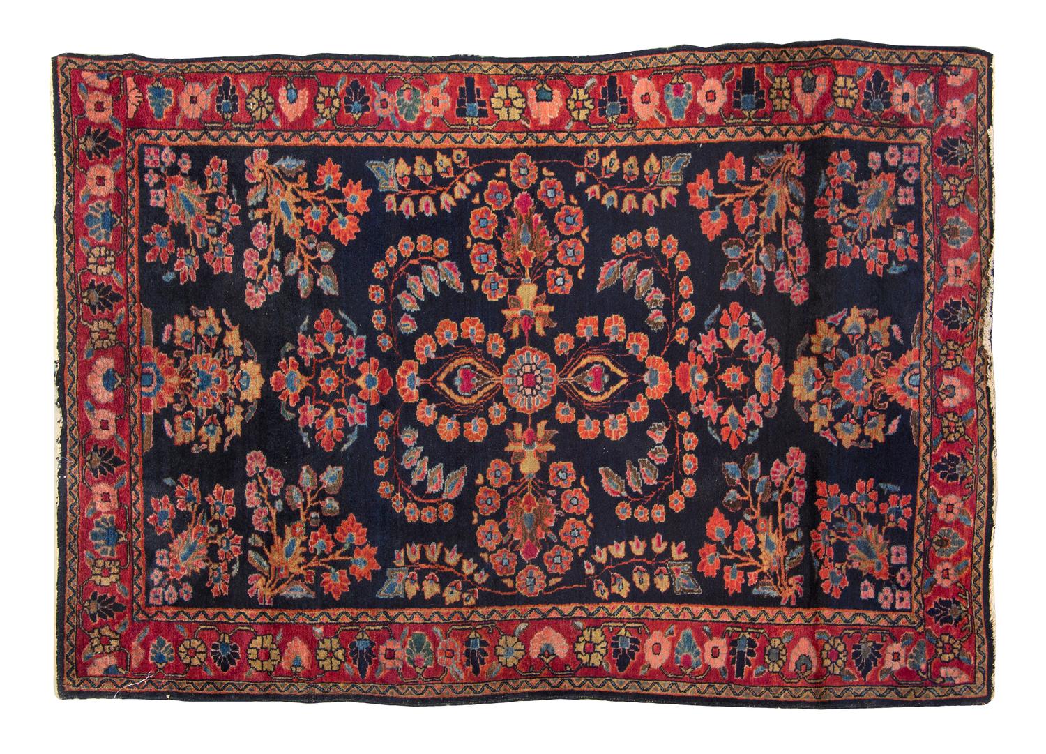 A Sarouk Wool Mat 5 feet x 3 feet 5 inches.
