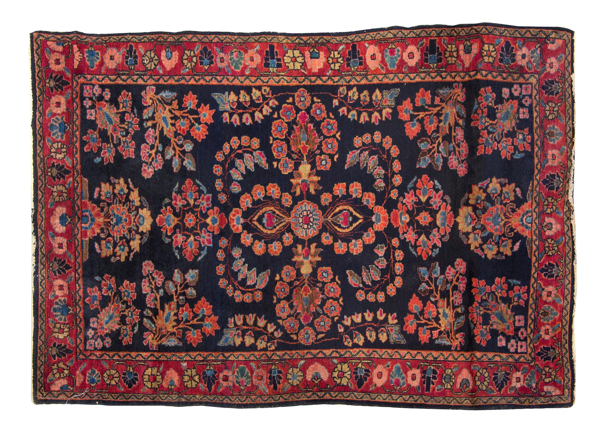 A Sarouk Wool Mat 5 feet x 3 feet 5 inches.