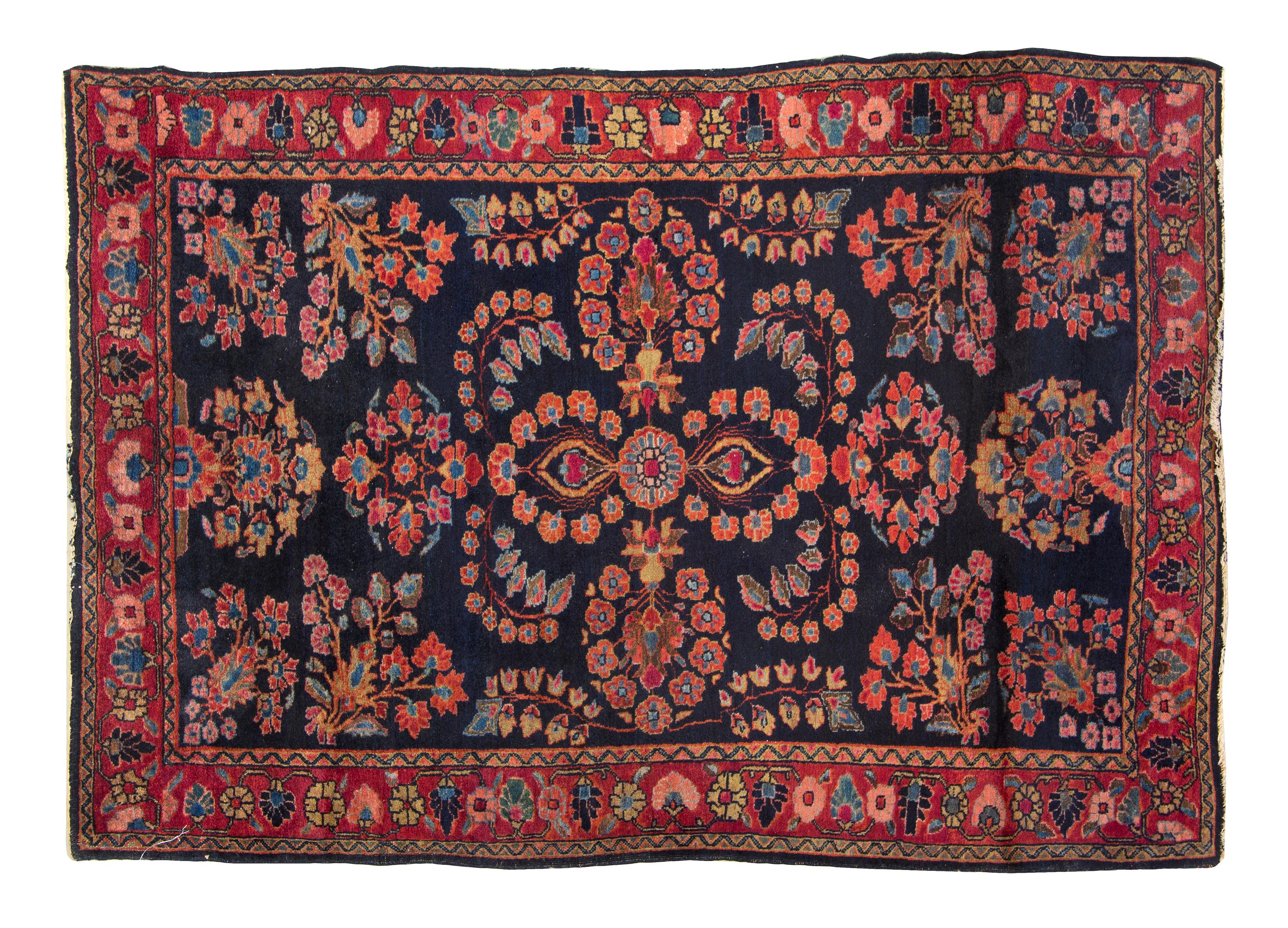 A Sarouk Wool Mat 5 feet x 3 feet 5 inches.
