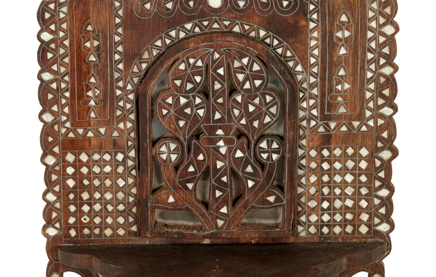 A Syrian Mother-of-Pearl and Pewter Inlaid Lantern Shelf