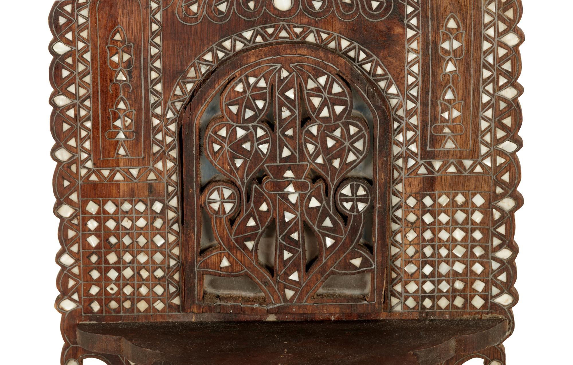 A Syrian Mother-of-Pearl and Pewter Inlaid Lantern Shelf