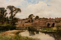 River with Village and Bridge