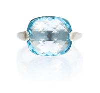 A 14 Karat White Gold and Blue Topaz Ring, 3.20 dwts.