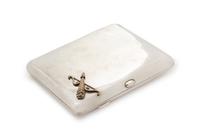 A Russian Silver Cigarette Case, Joint-Stock Company of Moscow Goldsmiths AOAM3, Moscow, Early 20th Century, the lid with a central eng