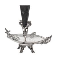 A Victorian Silver-Plate and Enameled Glass Epergne