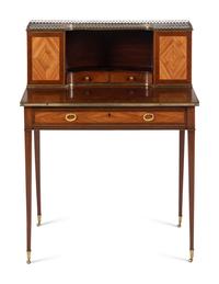 A Regency Tulipwood and Mahogany Bonheur du Jour