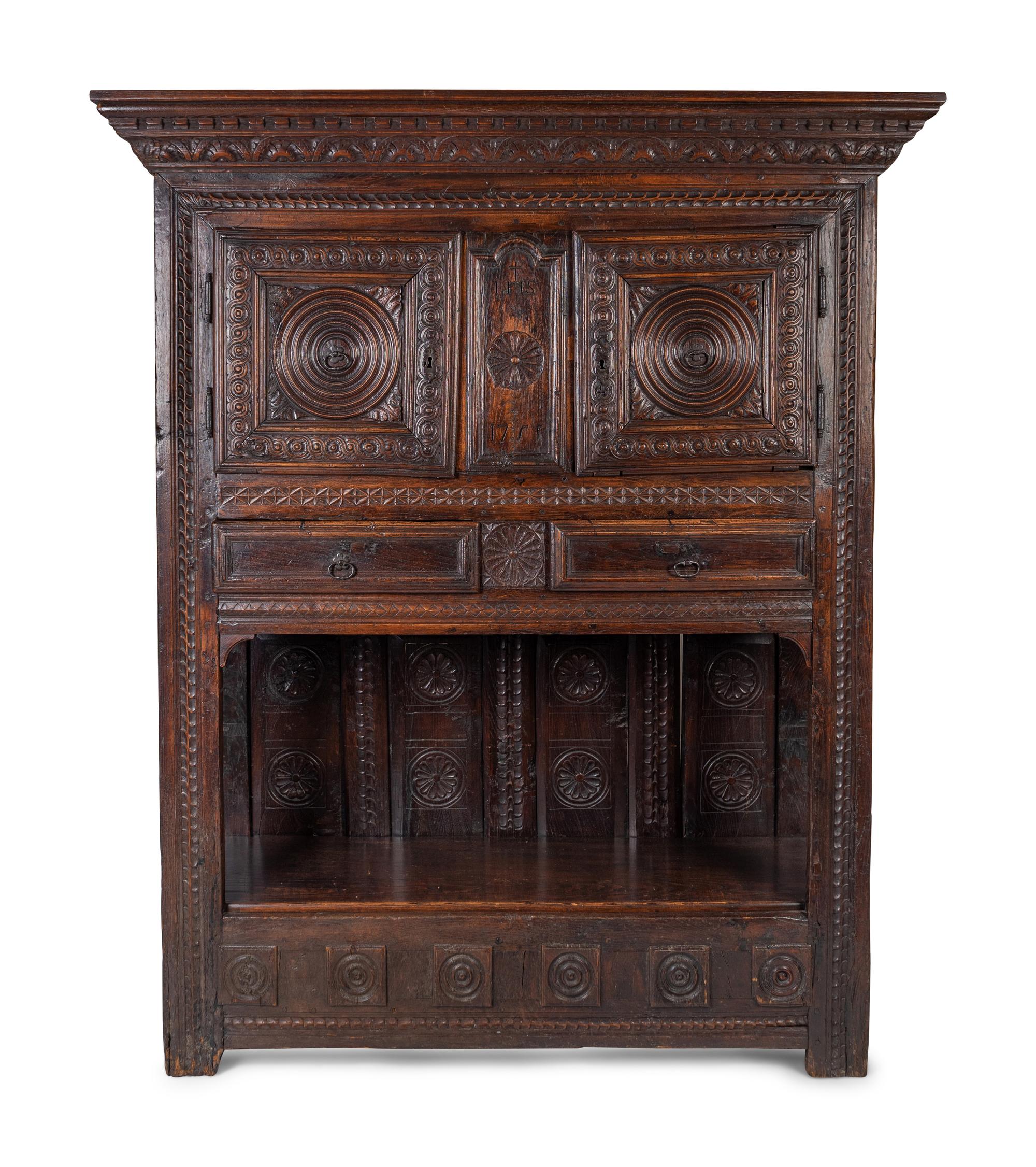 A Gothic Style Oak Court Cupboard — 18TH CENTURY