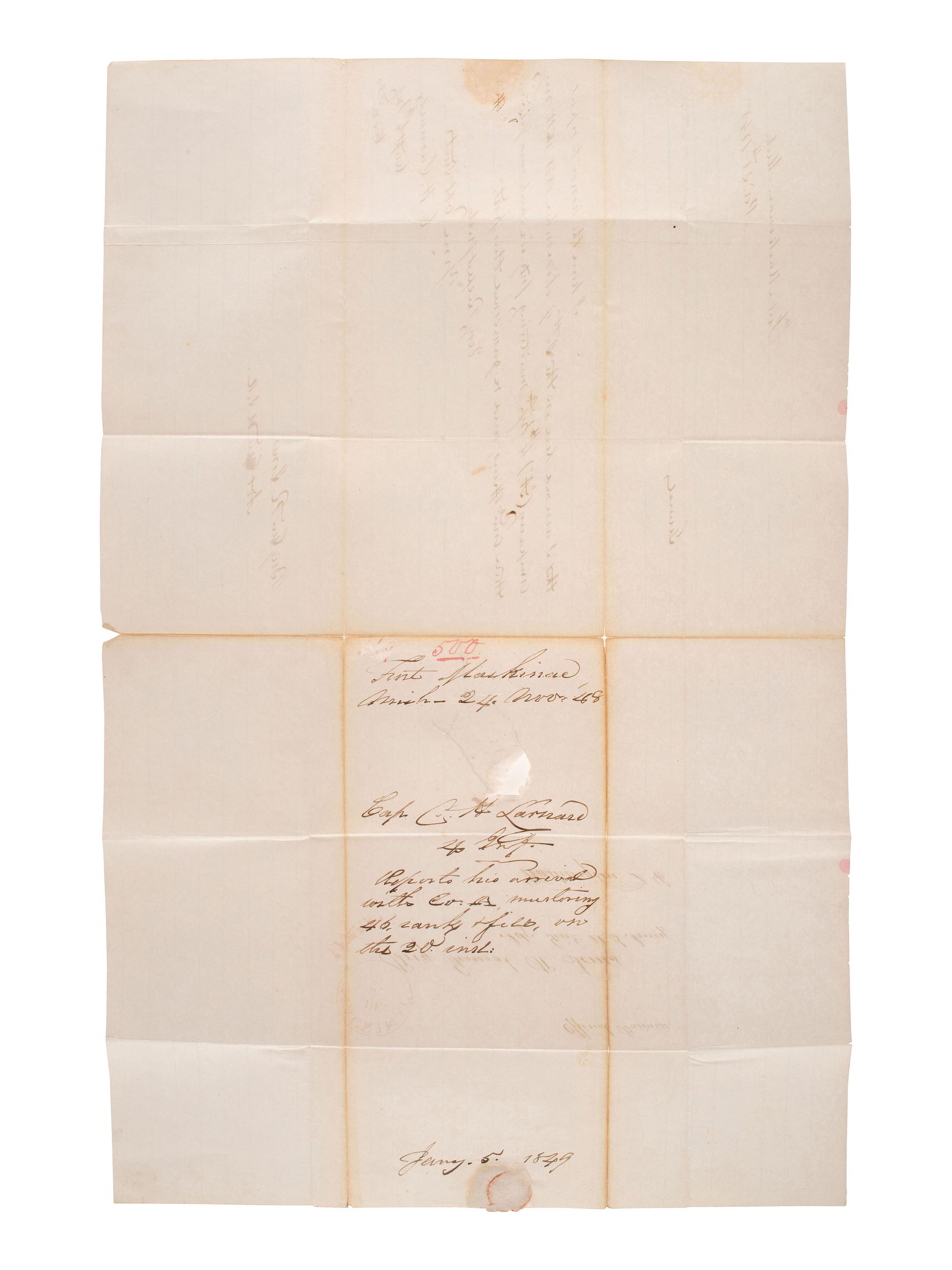 [MICHIGAN TERRITORY] -- [WISCONSIN TERRITORY]. A group of documents related to Prairie du Chien, Fort Crawford, and early Wisconsin settlement comprising: