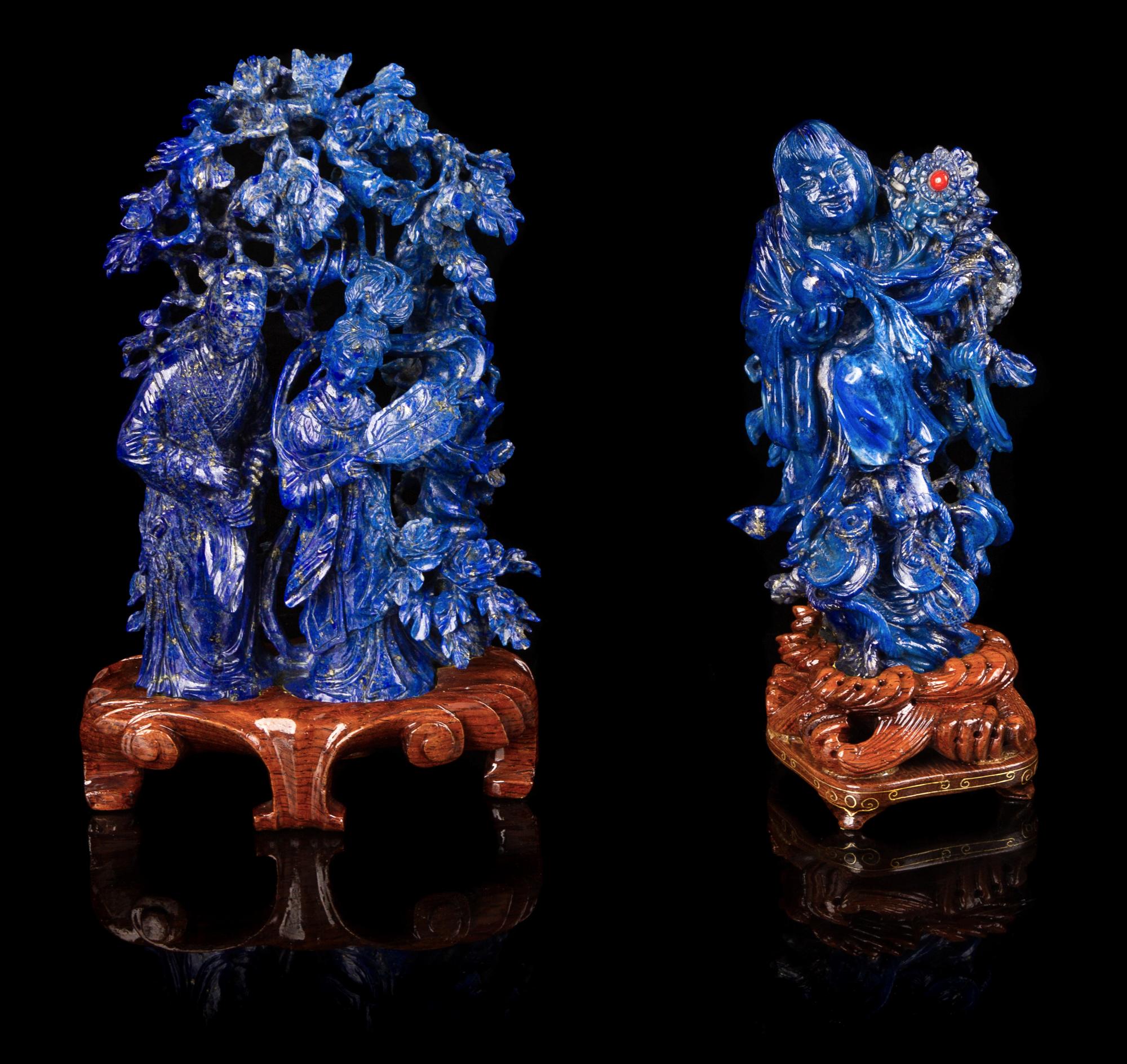 Two Chinese Lapis Lazuli Figures