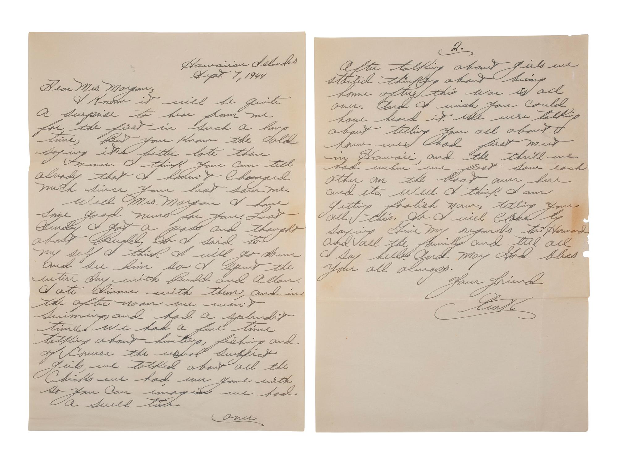 [AFRICAN AMERICANA - NATIVE AMERICANS - WWII]. World War II correspondence with Maud Morgan of Hillburn, NY, a member of the "Jackson Whites/Ramapough Mountain Indians."