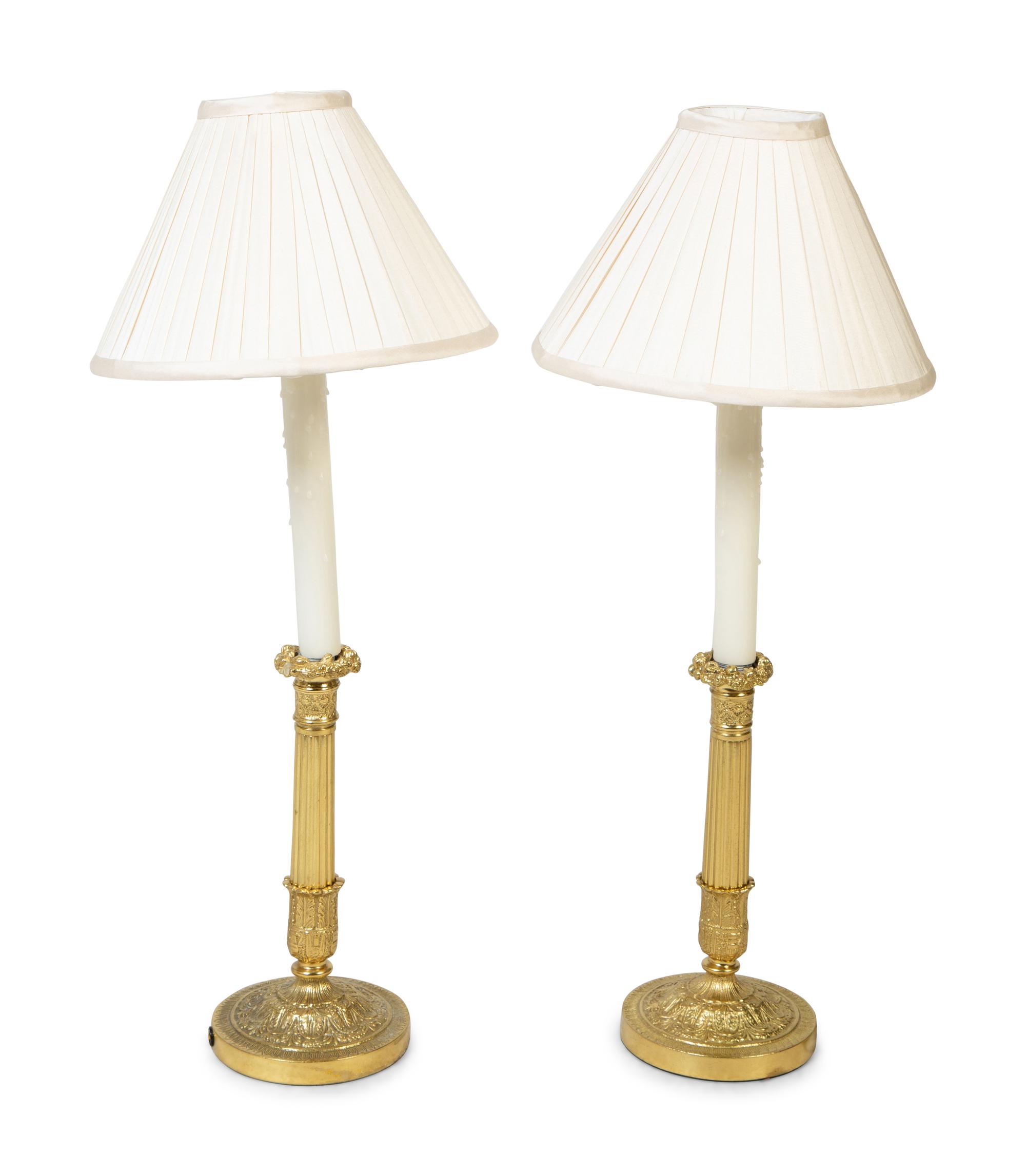 A Pair of Gilt Bronze Candle Lamps — 19TH/20TH CENTURY