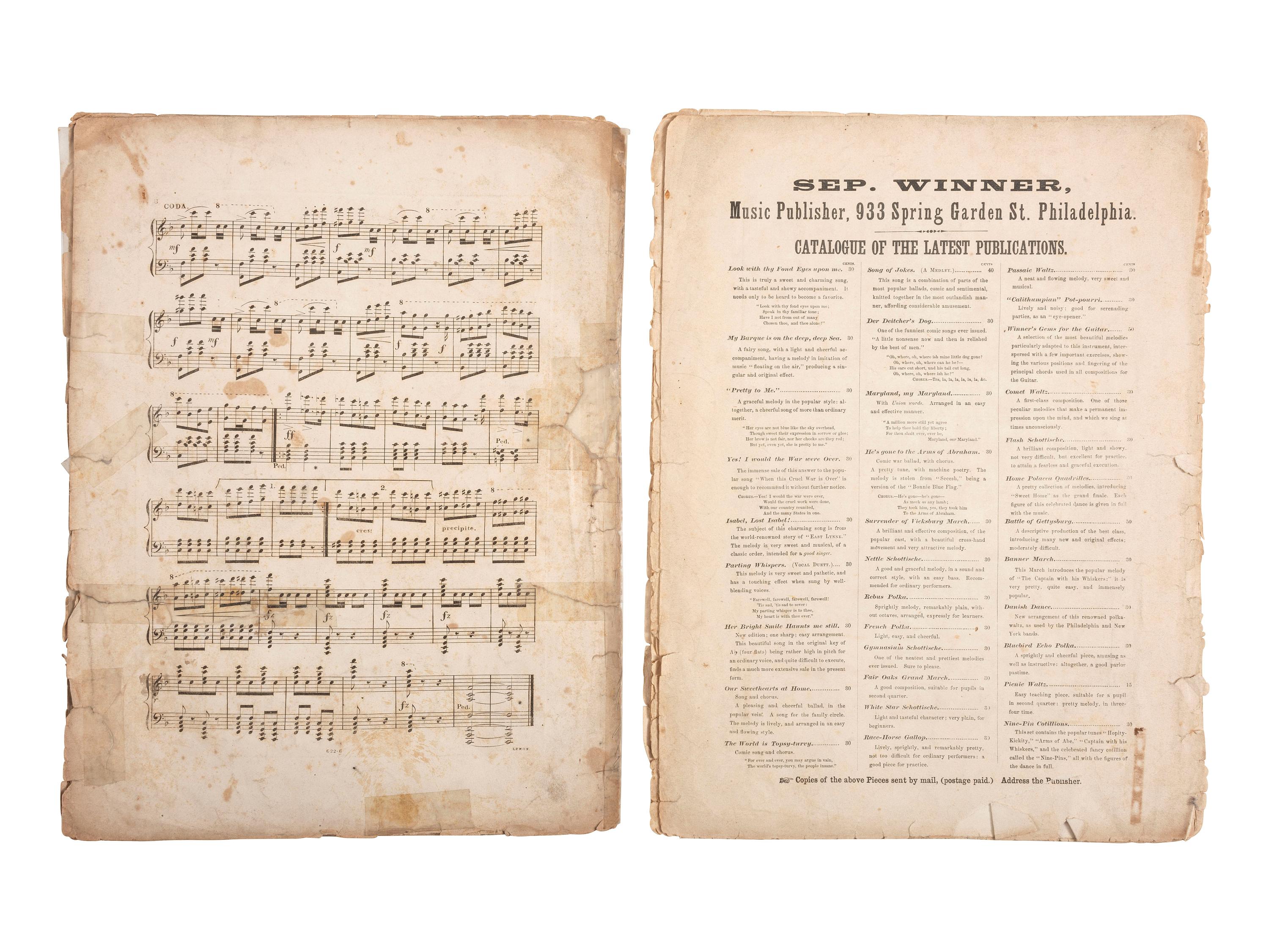 [CIVIL WAR]. Two pieces of Civil War pro-Union sheet music, comprising: