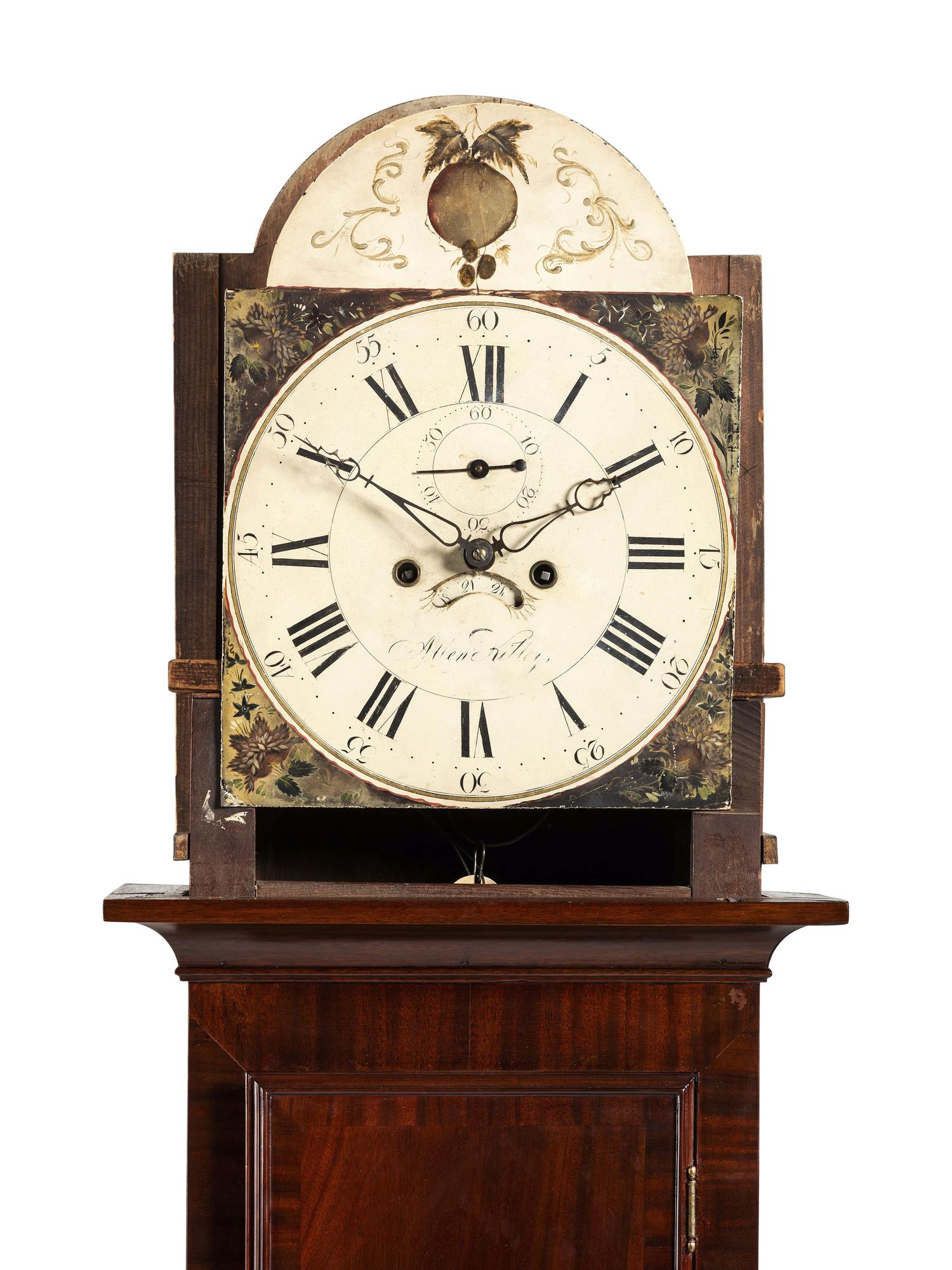 A Chippendale Carved and Bone Mounted Mahogany Tall Case Clock
