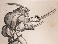 A pair of etchings (one from Les Petites Misères de la Guerre, the other from Gobbi)