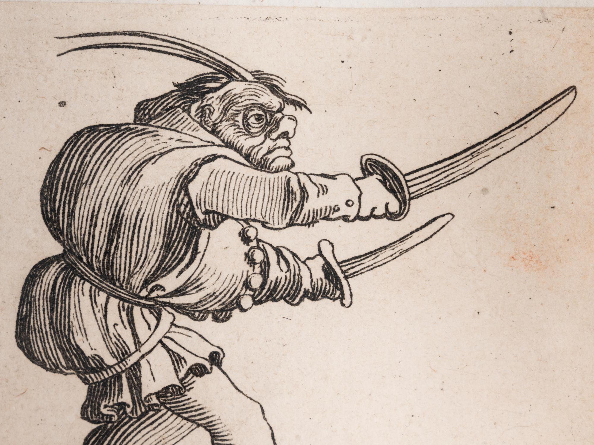 A pair of etchings (one from Les Petites Misères de la Guerre, the other from Gobbi)