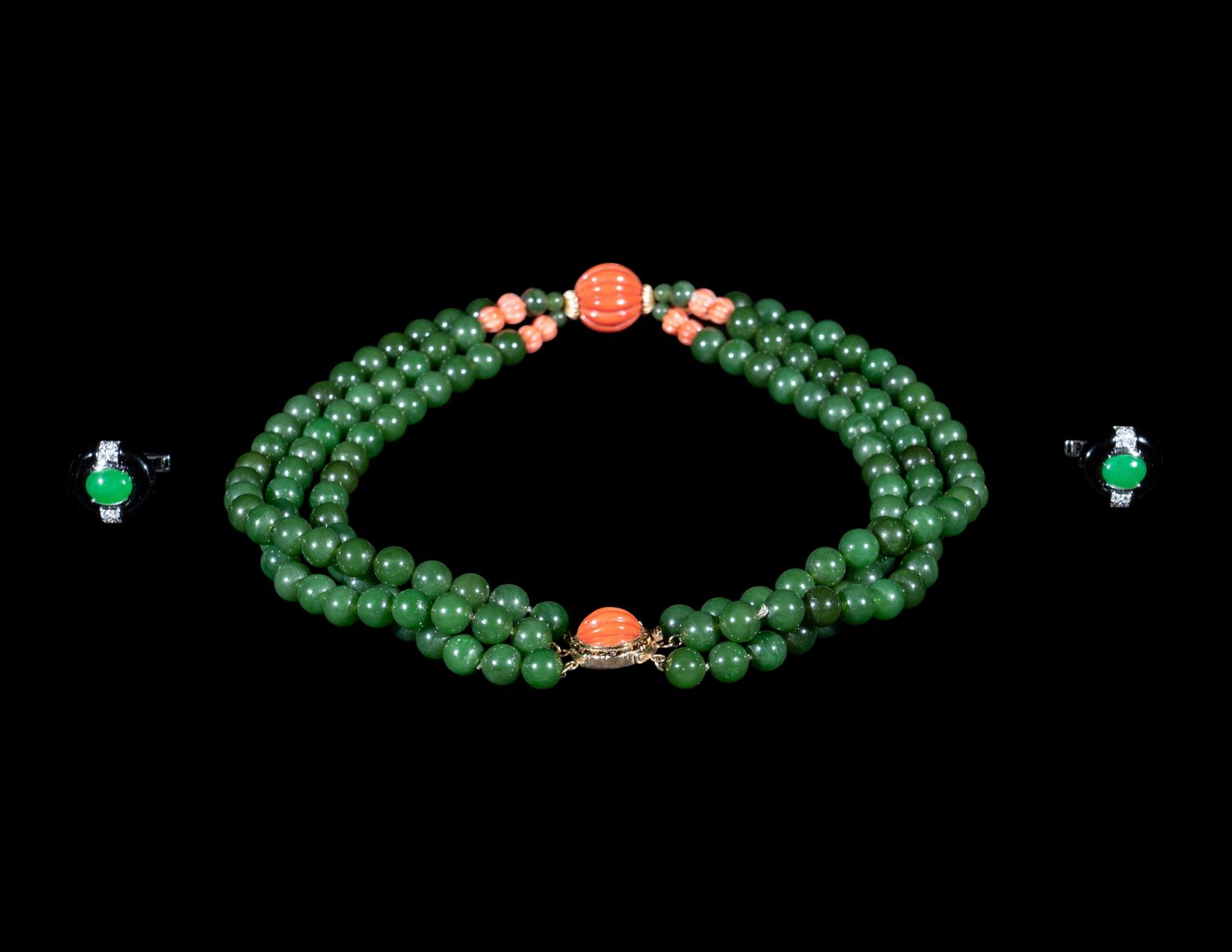 Two Chinese Jade and Jadeite Jewelry