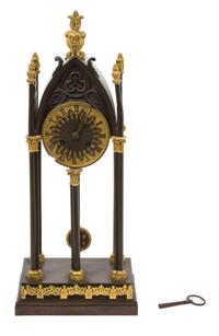 A French Bronze and Ormolu Mounted Gothic Cathedral Clock Height 19 1/2 inches. — 19TH CENTURY