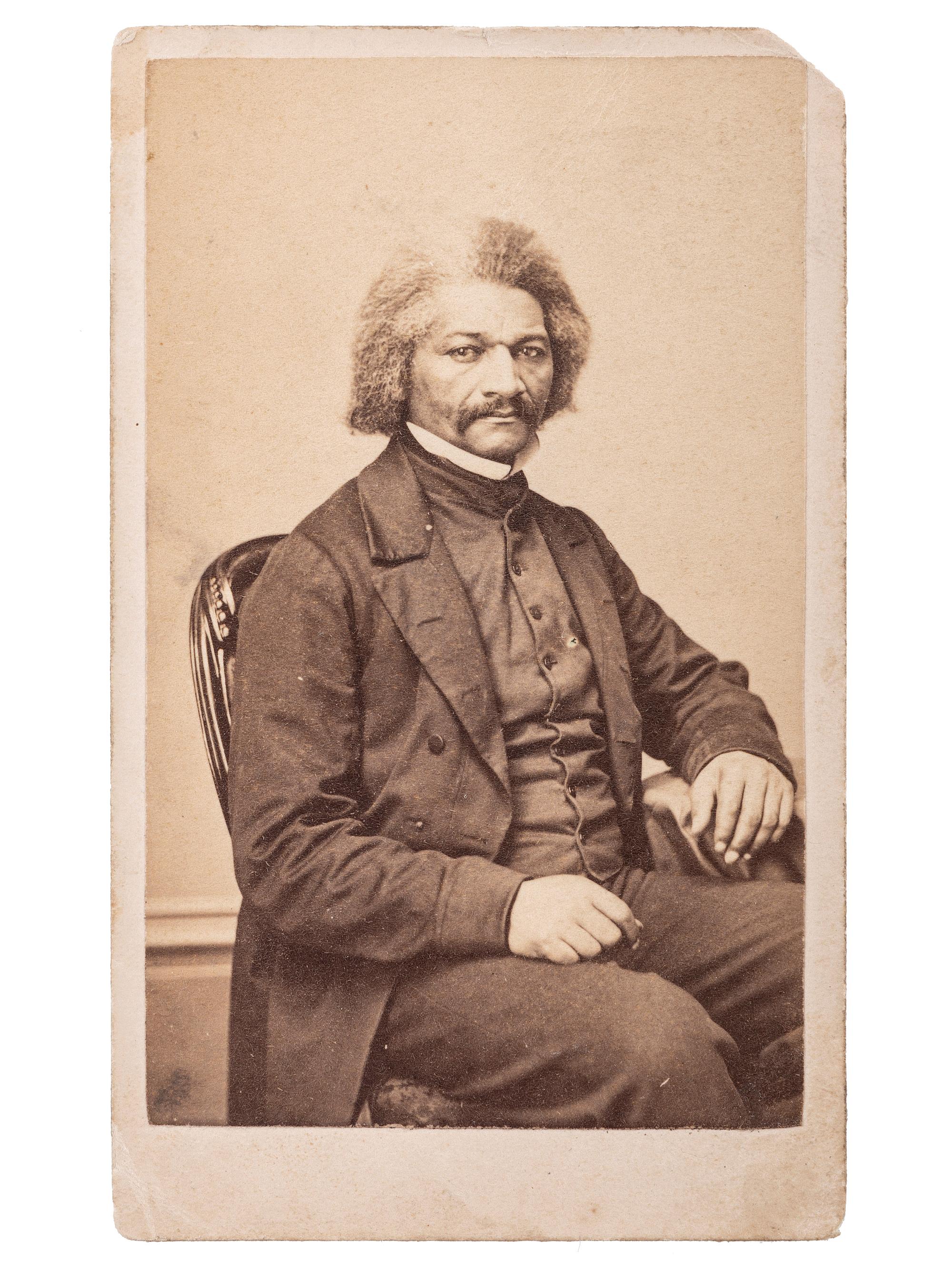 [DOUGLASS, Frederick (1818-1895)]. FASSETT, Samuel Montague, photographer. CDV of Douglass. Chicago, IL: [late February 1864].