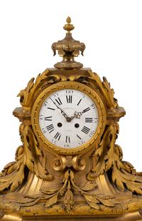 A Large French Gilt Bronze Clock Garniture