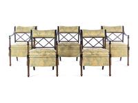 A Set of Five Regency Style Painted Armchairs