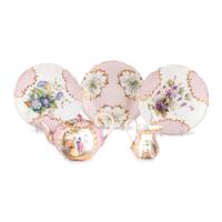 Continental Porcelain Luncheon Plates and Tea Service Including Meissen