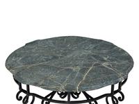 A Wrought Iron Marble-Top Coffee Table