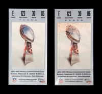 A Group of Two 2001 Super Bowl XXXVI On Site Silver Tickets (Tom Brady's First Super Bowl Victory, MVP),