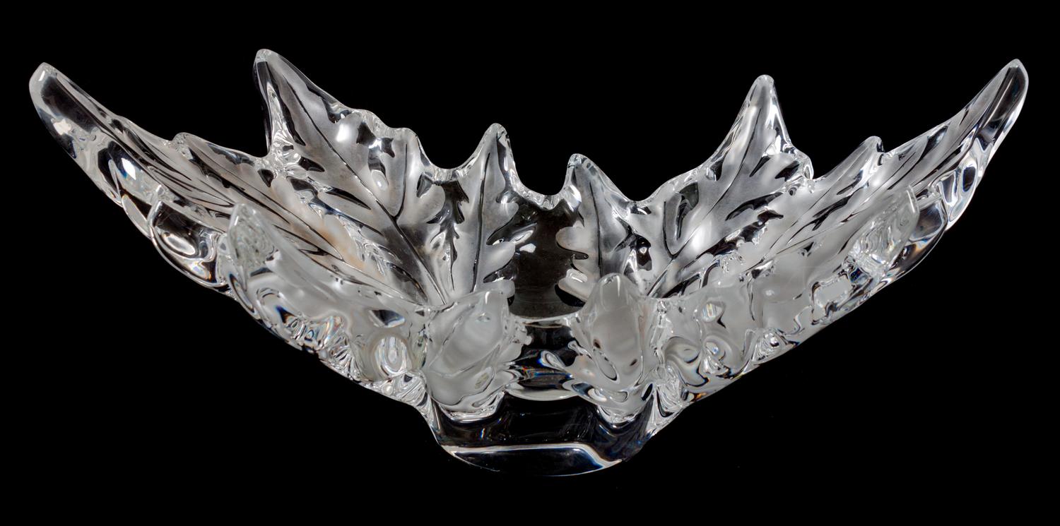 A Lalique Molded and Frosted Glass Bowl Height 7 1/2 x width 17 1/2 inches. — 20TH CENTURY
