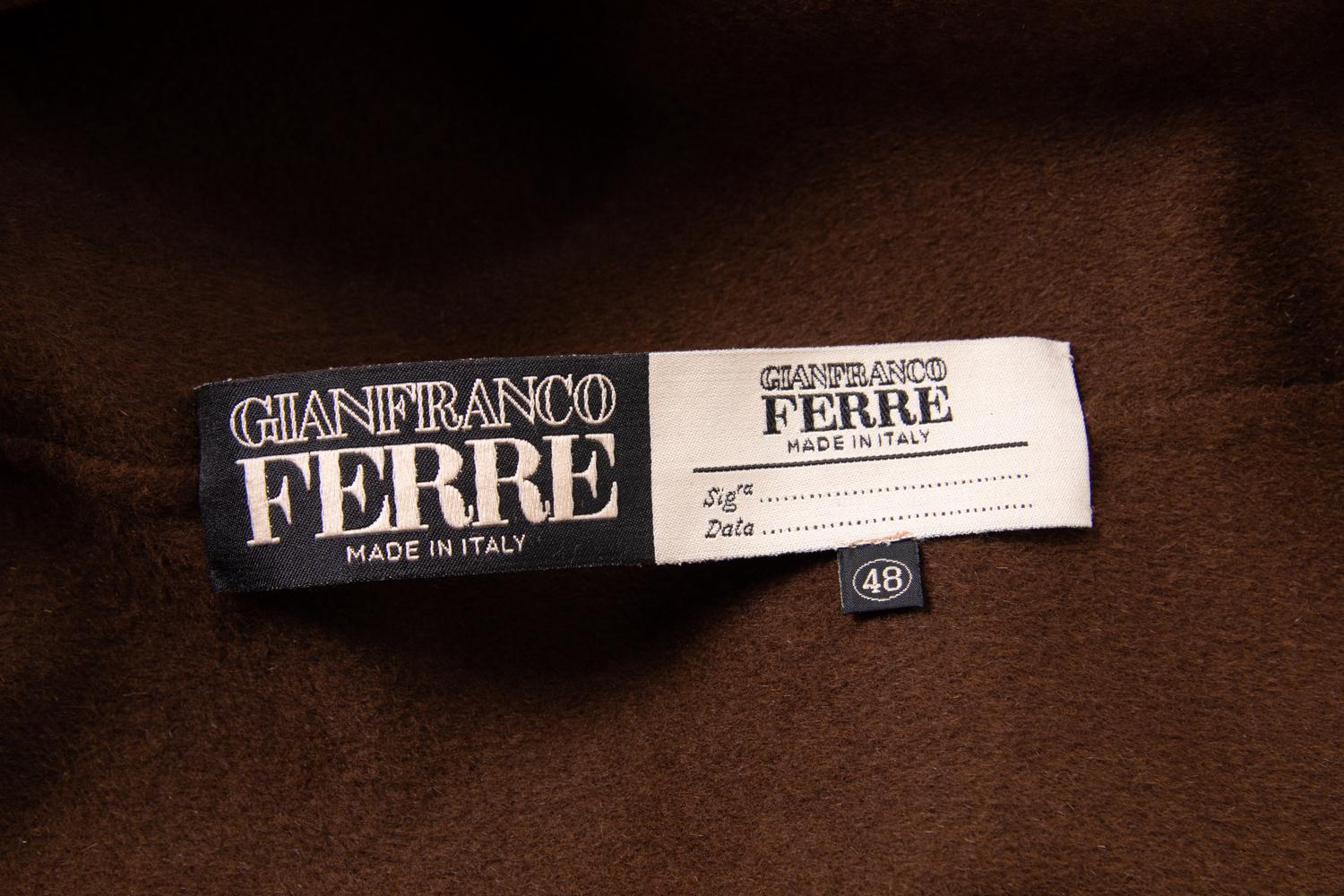 Gianfranco Ferre Chocolate Brown Coat with Chinchilla Colla, 1990-2000s