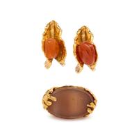 Yves Saint Laurent, Cocktail Ring & Pair of Ear Clips