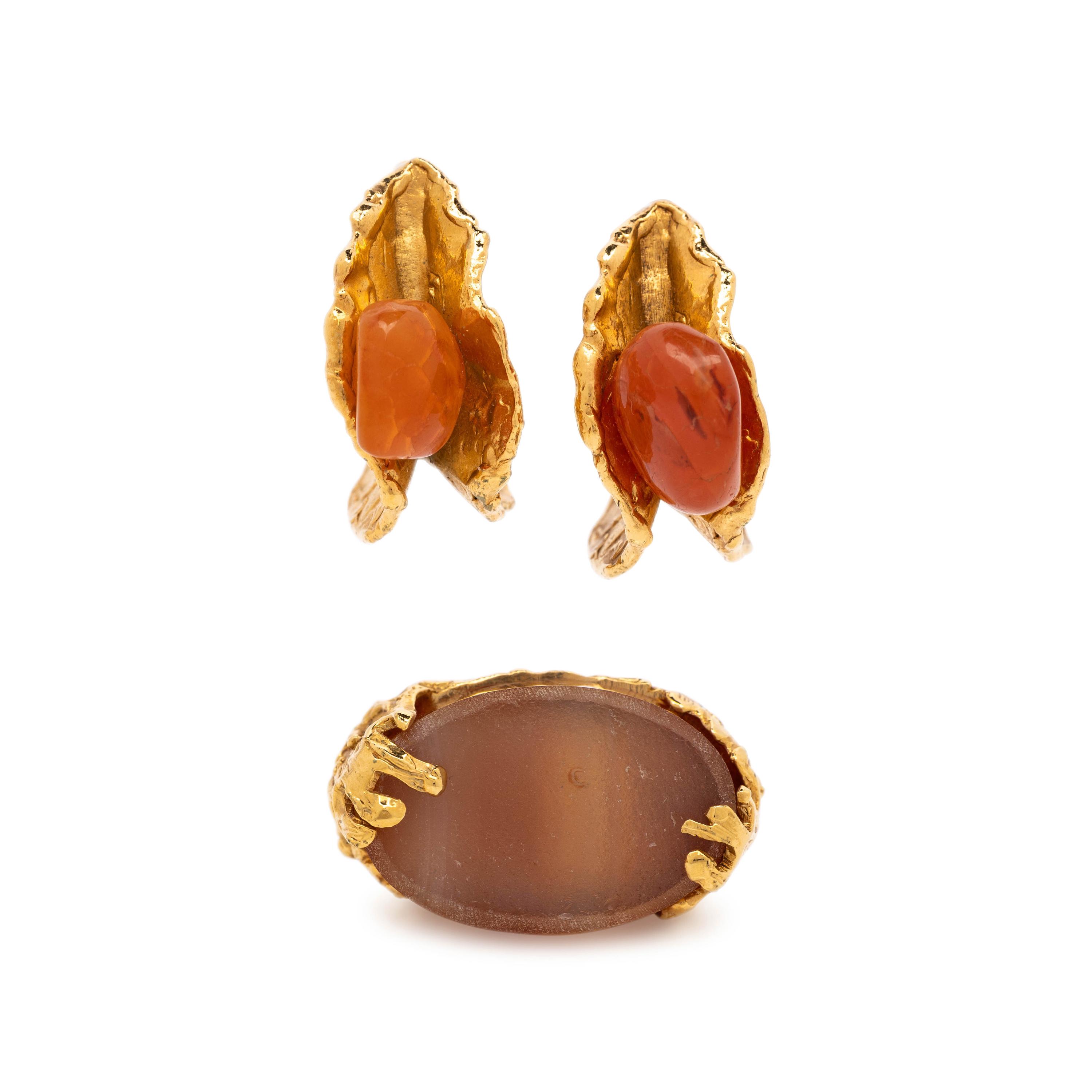 Yves Saint Laurent, Cocktail Ring & Pair of Ear Clips