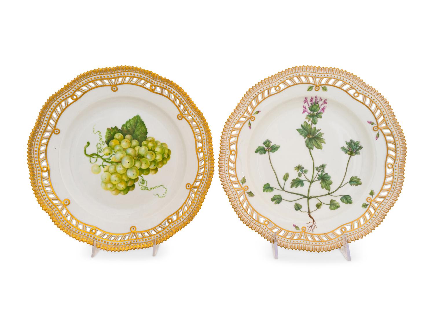 Two Royal Copenhagen Flora Danica Reticulated Cake Plates