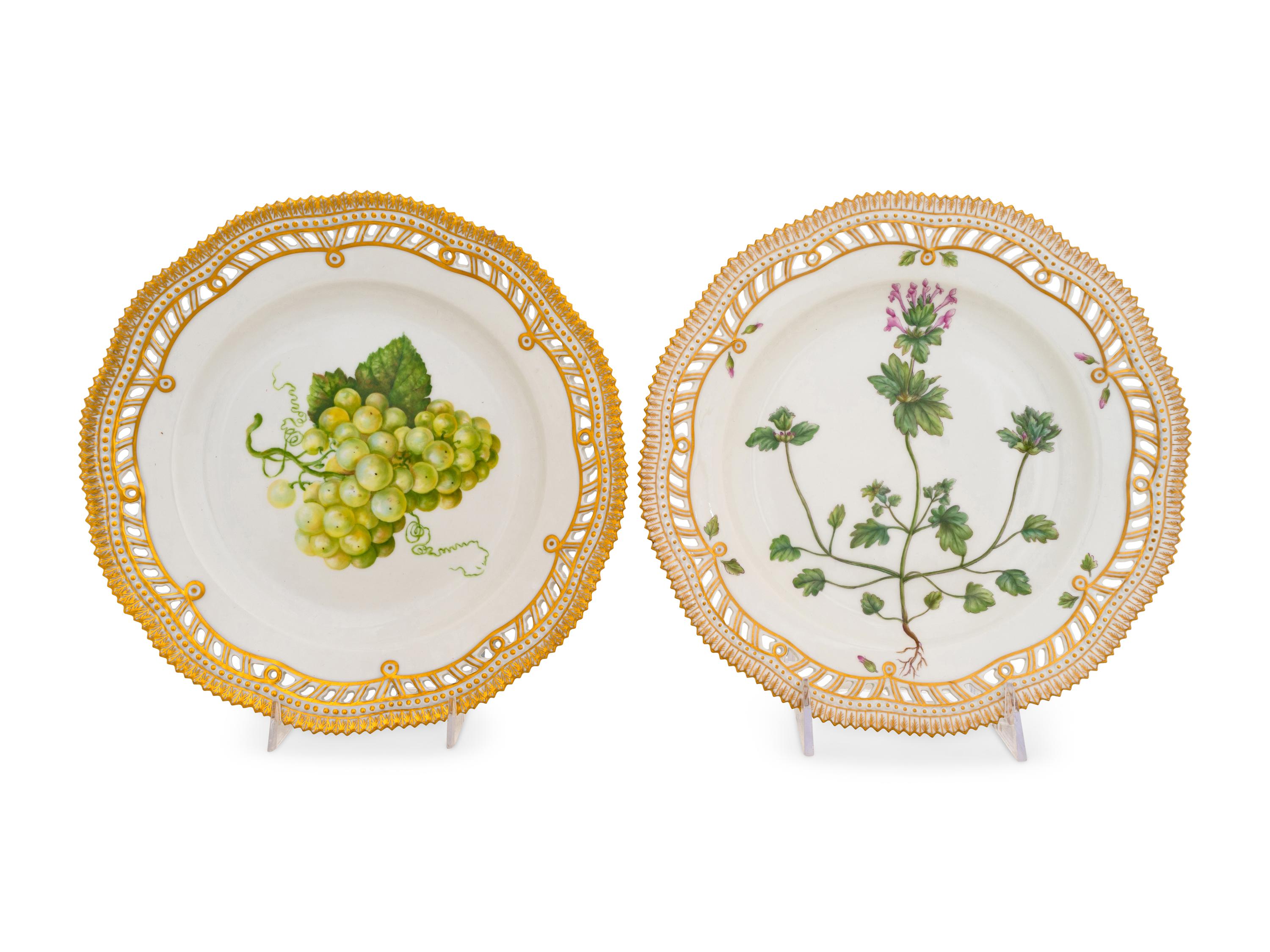 Two Royal Copenhagen Flora Danica Reticulated Cake Plates