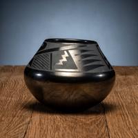 Blackware Pottery Bowl, with Gunmetal Finish