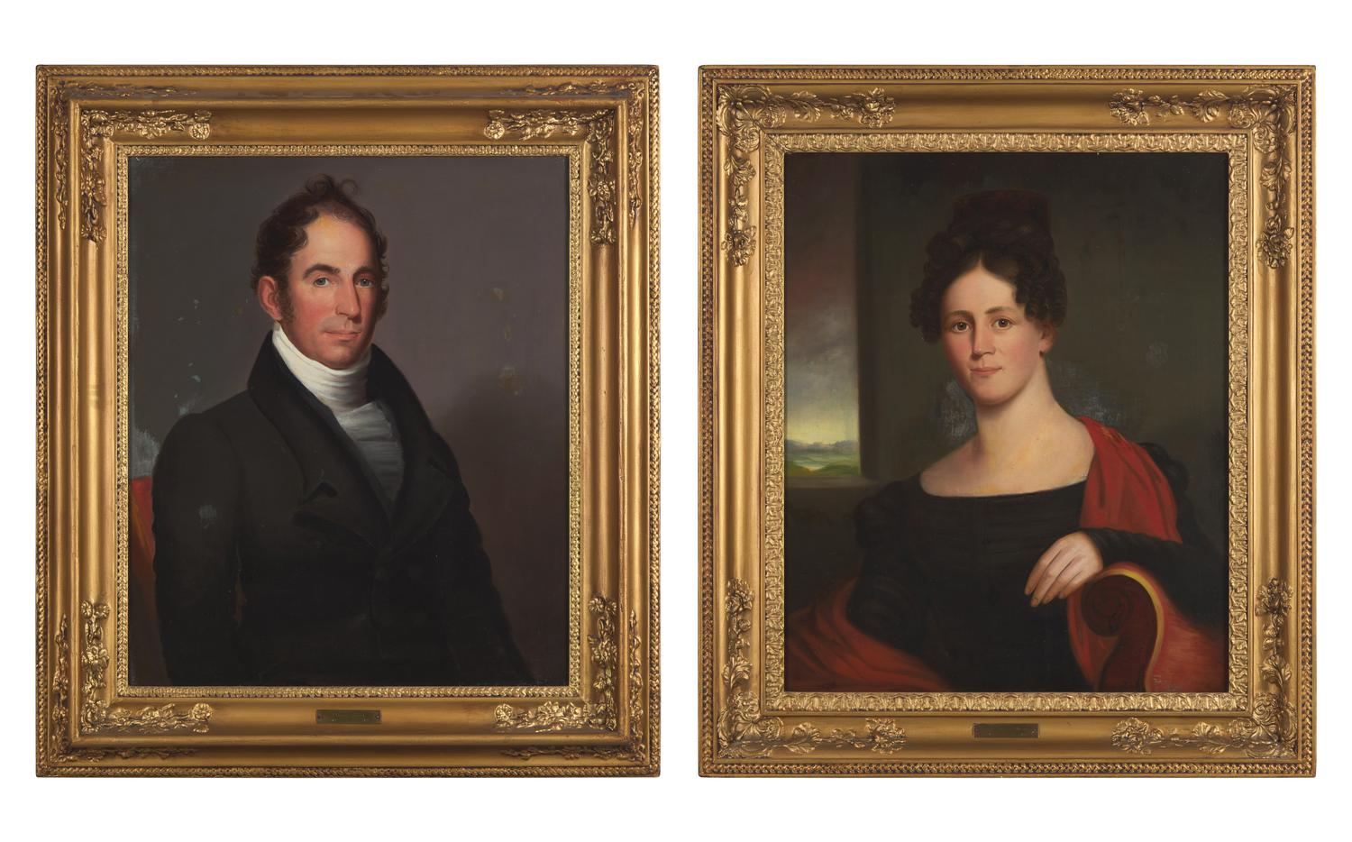 American School 19th Century, A Pair of Portraits: Mr. Andrew Byerly (1782-1827) and Mrs. Susan Wagner Byerly (1789-1857) of Philadelphia, Pennsylvania