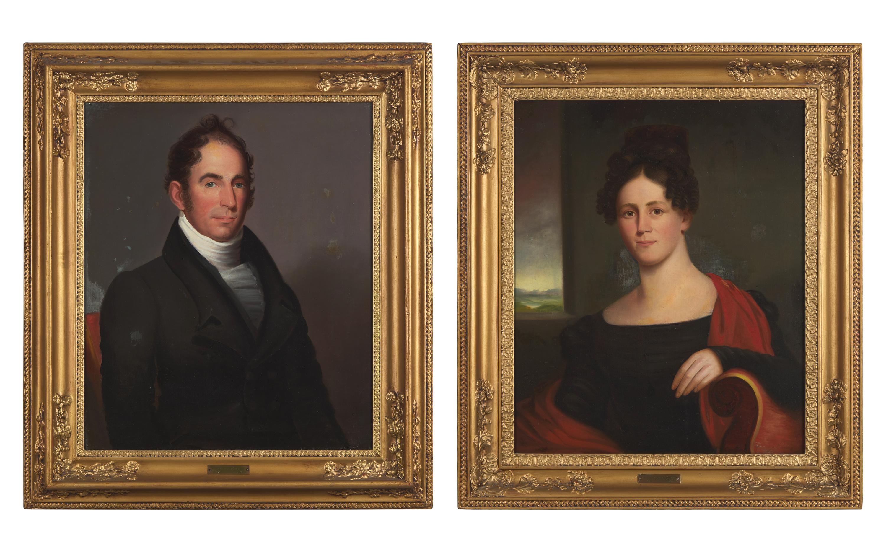 American School 19th Century, A Pair of Portraits: Mr. Andrew Byerly (1782-1827) and Mrs. Susan Wagner Byerly (1789-1857) of Philadelphia, Pennsylvania