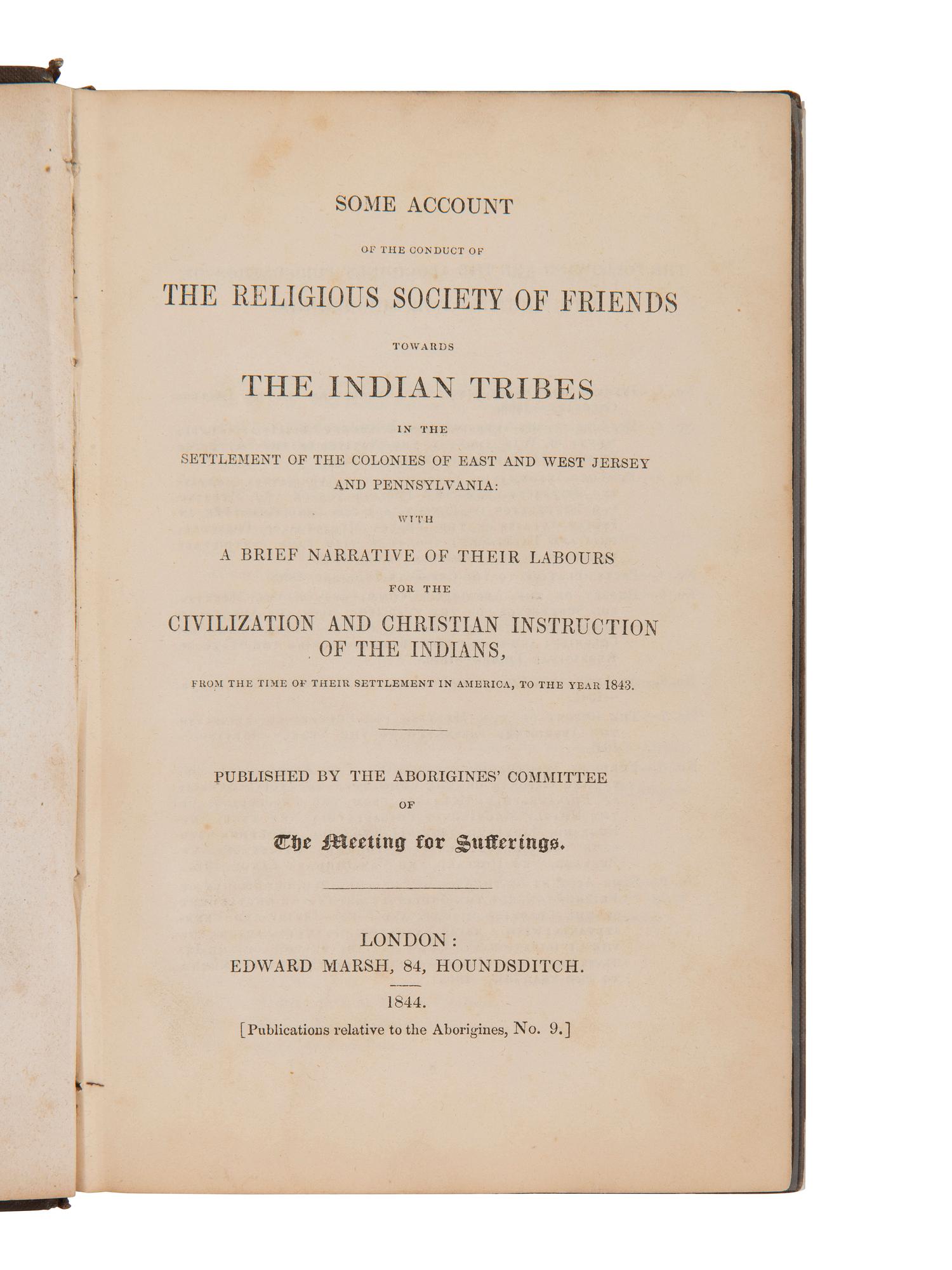 [NATIVE AMERICANS -- MISSIONARIES]. A group of 5 works relating to missionaries, comprising: