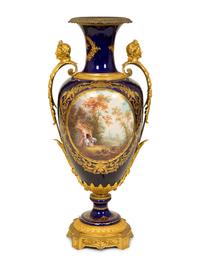 A Sevres Style Gilt Bronze Mounted Porcelain Covered Urn — 19TH CENTURY