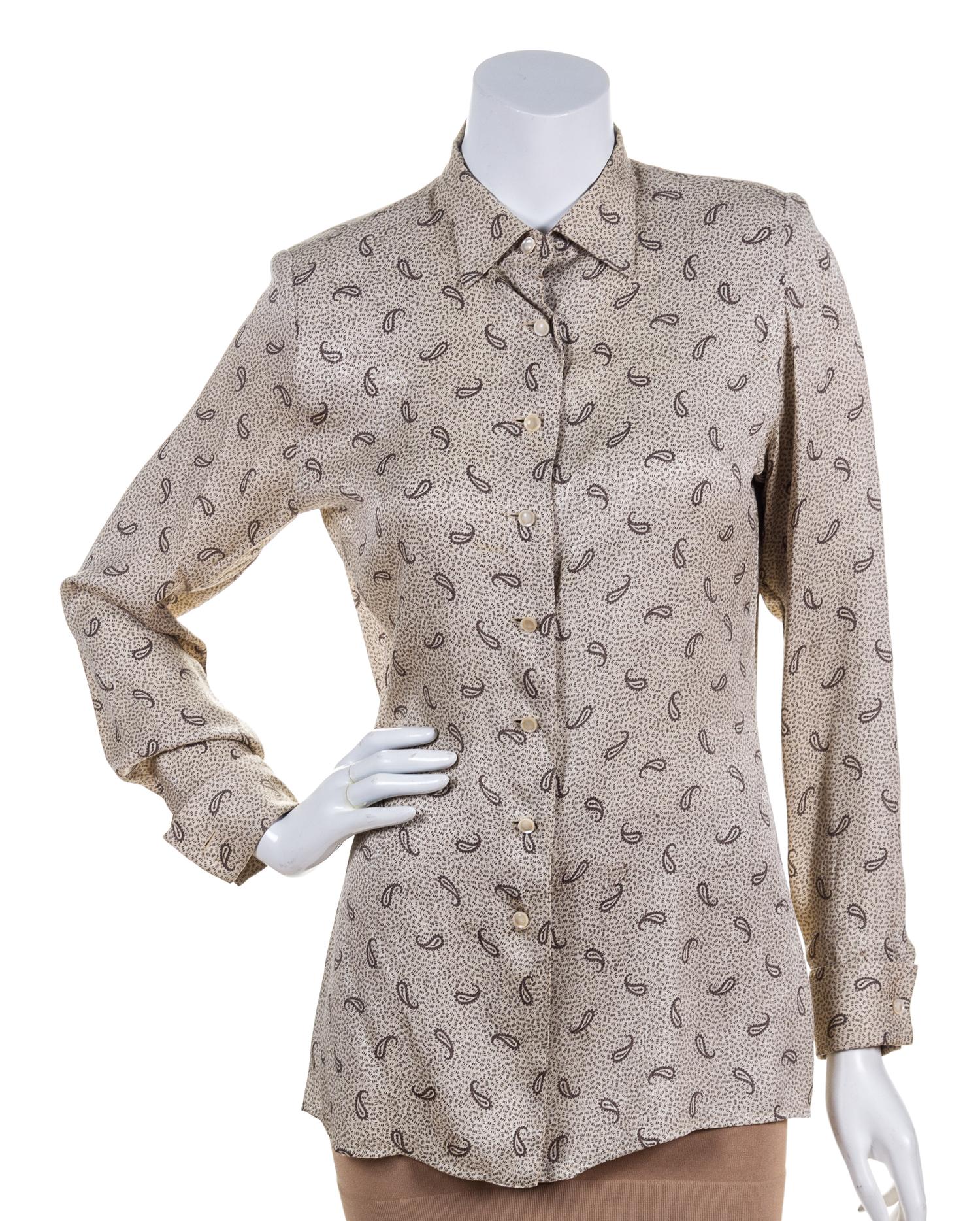 A Gucci Silk Print Blouse, Size 40.