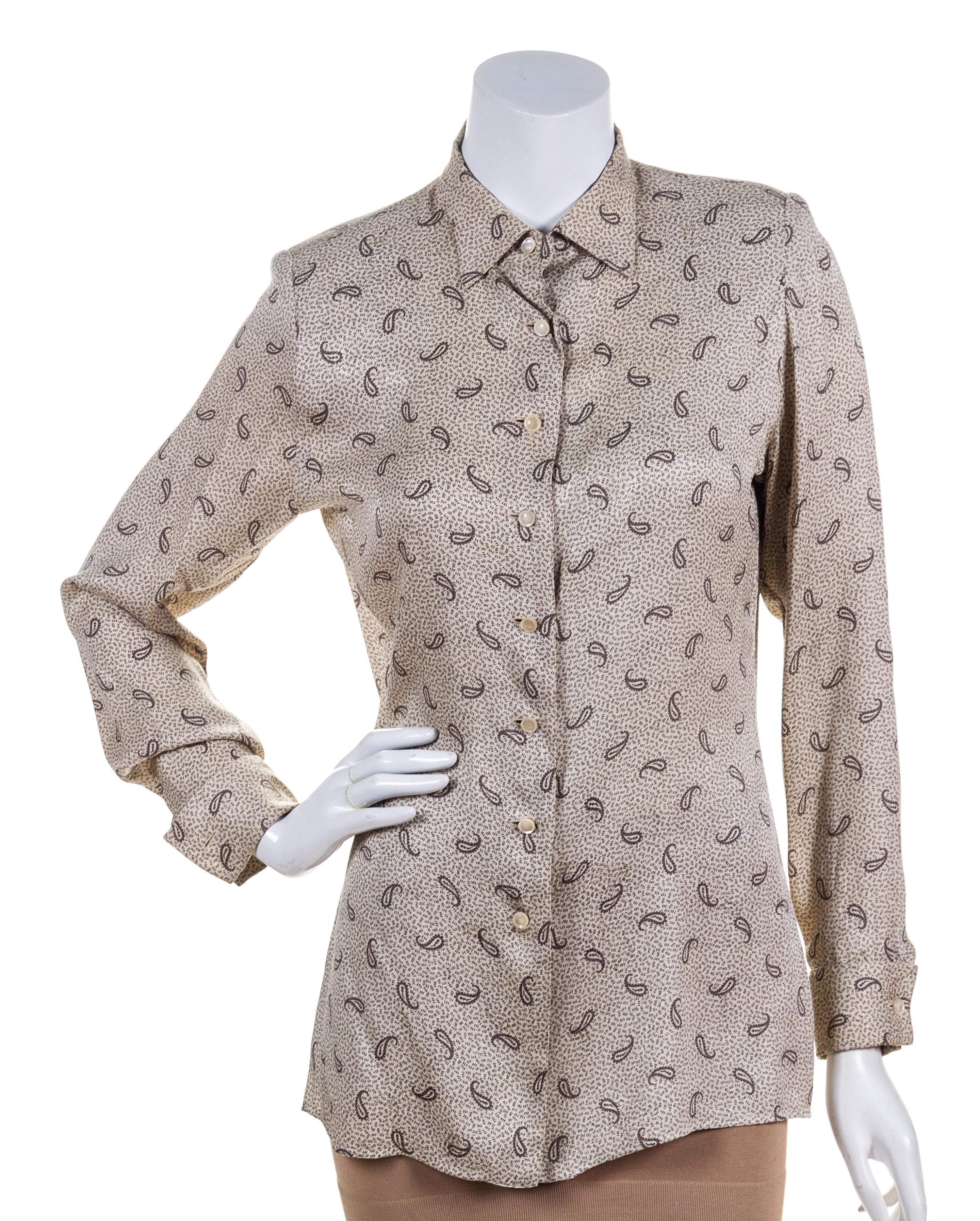A Gucci Silk Print Blouse, Size 40.