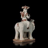 A Chinese Hutian Spotted Qingbai Glazed Porcelain Foreign Musicians Riding an Elephant — 湖田窯青白釉胡人琵琶騎象俑