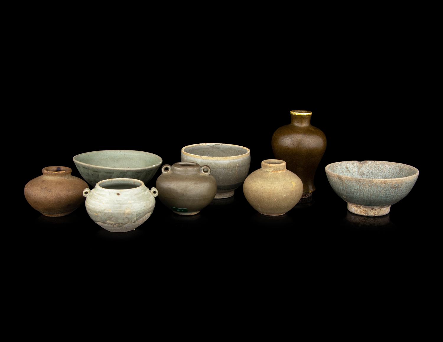 Eight Chinese Monochrome Glazed Porcelain Wares